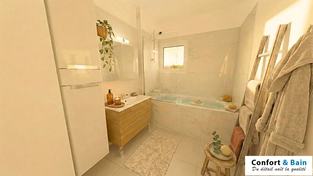 Maquette 3D salle de bain avec baignoire